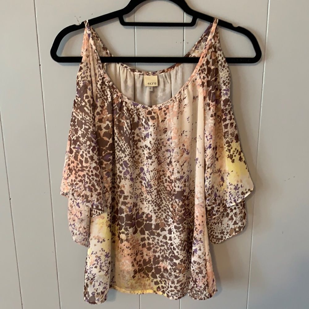 Ecru Printed Blouse Size Small